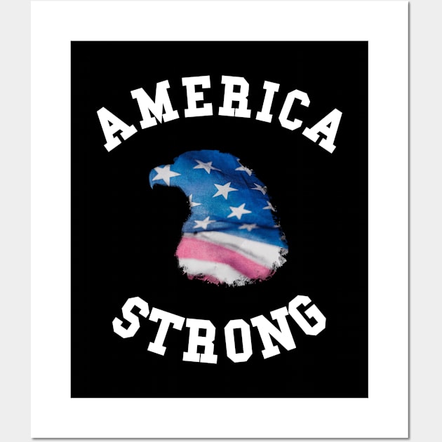 🦅 America Strong, 1776, Eagle Head Flag, Patriotic Wall Art by Pixoplanet